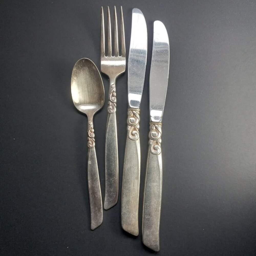 Vintage Oneida Community Plate South Seas Flatware Lot Place Setting Extra Knife